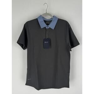 BYLT Lux Short Sleeve Golf Polo Shirt Charcoal Grey Polka Dot Mens Mediium New